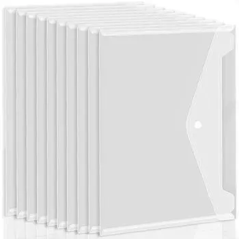 POPSFL Прозрачный файл A4 Кнопочный тип Папка для документов 10 штук Прозрачный мешок для файлов Водонепроницаемый конверт Сумка для файлов Горизонтальный держатель для документов Хранение документов