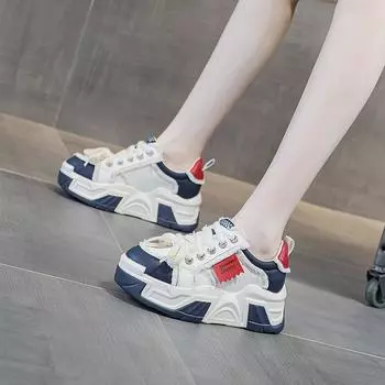 Попсовые туфли корейские туфли на толстой подошве студенческие туфли 33 чёрный