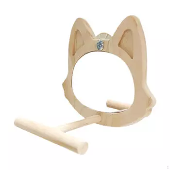 Попугай Деревянная Подставка для Зеркала Жердочка с Игрушкой Кошка Играющая Маленькая