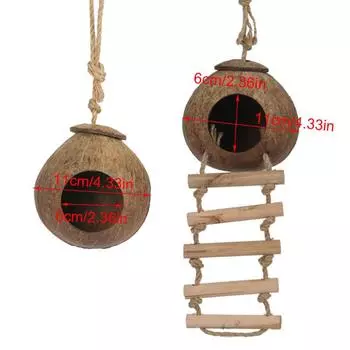 Попугай из натуральной скорлупы кокоса, птичье гнездо, домик, манеж, принадлежности для птиц для хомяка, морских свинок