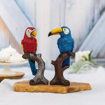 Попугай Влюбленная пара Васту Птица Статуэтка Экспонат Сидит на дереве для домашнего декора (Упаковка из 1 шт., многоцветная)