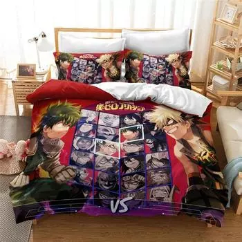 Popular Anime My Hero Academia 3d Bedding Set Duvet Cover Set Pillowcase All Might Bakugou Katsuki Comforter Cover Set Drop Ship 140x210cm