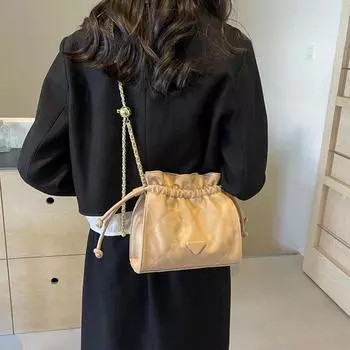 Популярные сумки женские сумки 2024 весна новая мода повседневная сумка через плечо с бриллиантами пригородная однотонная сумка-мессенджер с цепочкой чёрный