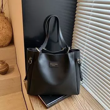 Popular bags women s large-capacity new fashion shoulder bags versatile textured shoulder commuter tote bags чёрный