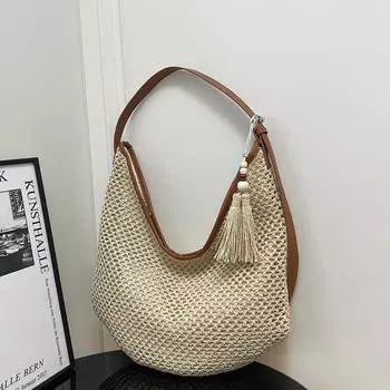 Popular bags women s new straw bags large capacity fashion simple vacation commuter underarm tote bag