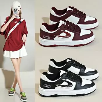 Popular board shoes women s spring 2024 new versatile thick-soled flat-soled student sports and leisure lightweight little white shoes 35