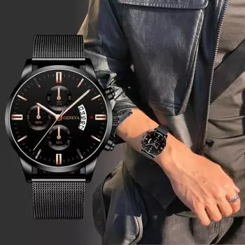 Popular Calendar Quartz Watch Men s Business Three Eyes Large Dial Sports Watch Men s Watch for Meeting Business