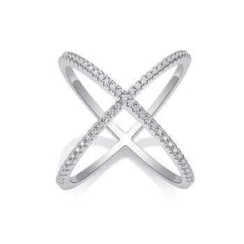 Popular Cross Ring Children Do Not Fade, Personalized Stacking S925 Silver Light Luxury High-End Moissanite Ring Beauty 5