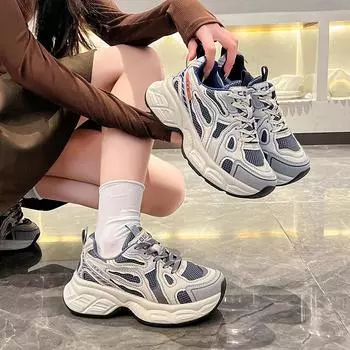 Popular dad shoes women s spring 2025 new shock-absorbing platform fashion versatile women s casual sports shoes women 35 синий