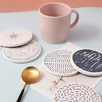 Popular Diatomite Absorbent Mat Diatom Mud Japanese Pattern Household Round Coaster Adjustment Heat Insulation Placemat