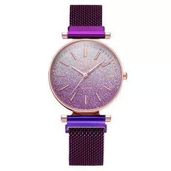 Популярные модные женские часы с постепенным изменением, женские часы с ленивым железным магнитом, кварцевым магнитом белый