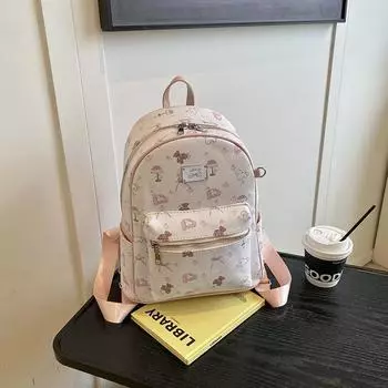 Popular fashion printed backpack women s bag summer new commuter light college bag розовый