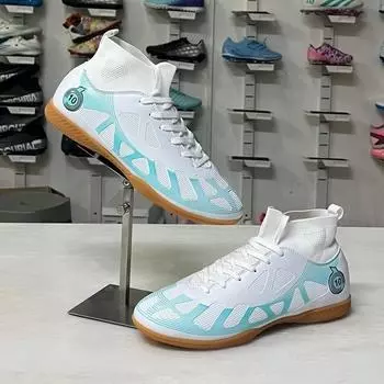 Popular football shoes high-top new flat-bottomed long and short nail sneakers foreign trade large-size boys adult sports shoes 35