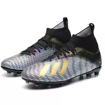 Popular football shoes youth mandarin duck color high-top casual breathable spike football shoes grass large size training shoes 30