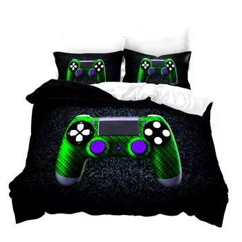 Popular Gamer Gamepad Pattern Bedding Set 3d Duvet Cover Pillowcase Single Double Twin Full Queen King Size for Bedroom Decor 135x200cm