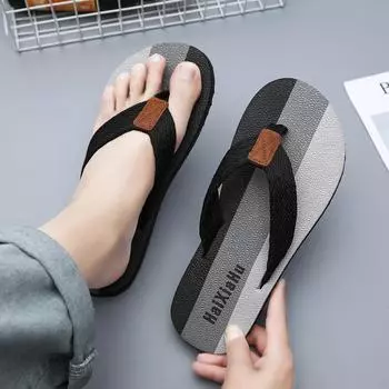 Popular goods are full of summer flip-flops, men s indoor and outdoor tide towing, teenagers, beach cool slippers, soft bottom non-slip 39 бежевый