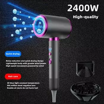 Popular High Speed Hair Dryer Cold and Hot Air Silent Blue Light Negative Ion Home Hair Salon High Power Hair Dryer AU