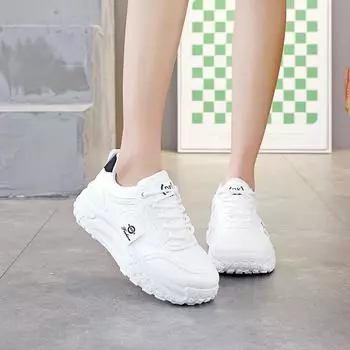 Popular Hong Kong style platform white shoes women s spring and autumn 2024 new niche versatile casual sports board shoes Q02 35 белый