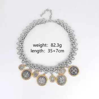 Popular Jewelry Trendy Fashion Simple Portrait Engraving Coin Chain Necklace золотой