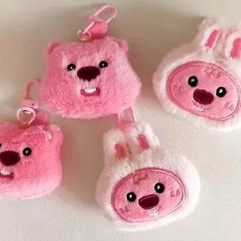 Popular Kawaii Cartoon Plush Doll Pendant Toy Cute Girl Y2K Plush Little Beaver Keychain Mini Holiday Gift