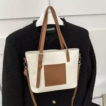 Popular Korean version contrasting color bucket bag 2024 autumn new versatile women s bag texture handbag shoulder messenger bag белый