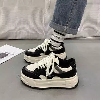 Popular little white board shoes children 2025 new versatile platform shoes heightening sports and leisure shoes ins tide moral training shoes 35