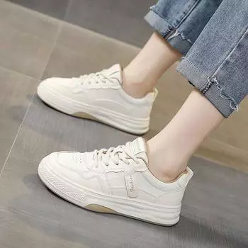 Popular little white shoes women ins spring and autumn new Internet celebrity versatile women s shoes sports and leisure platform black and white 35 чёрный