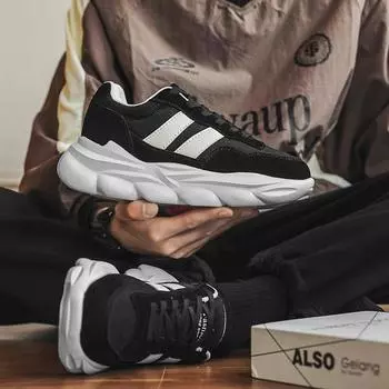 Popular men s shoes, new large-size parallel bars, sports and leisure, four-season running shoes, thick soles to increase height, dad ins trendy shoes 39