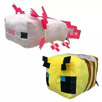 Popular mobs turned into BIG stuffed animals BIG stuffed axolotl all 2 types official goods bees, set, approx. 27cm,