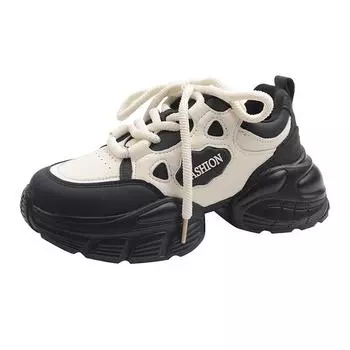 Popular muffin platform white shoes children chic versatile height increase leisure sports 2025 spring and summer new 35