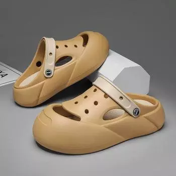 Popular new men s hole shoes, breathable, soft-soled sandals, thick-soled bag head slippers for summer wear 36