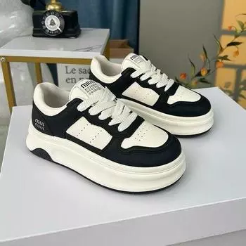 Popular niche platform white shoes women s 2025 spring new ins versatile sports shoes small casual board shoes 35 бордовый