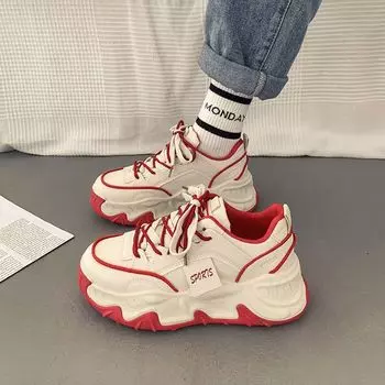 Popular platform dad shoes women s 2025 spring and autumn new versatile small man height increase color matching casual sports shoes ins 35