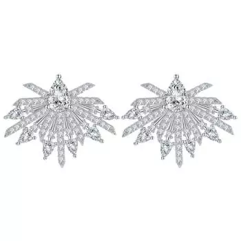 Popular S925 Sterling Silver Zircon Stud Earrings Women S Luxury Inlaid Fashionable Silver Earrings Big Brand Earrings 925 Silver белого золота