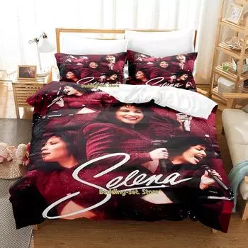Popular Selena Quintanilla Bedding Set Single Twin Full Queen King Size Bed Set Adult Kid Bedroom Duvetcover Sets Bed Sheet Set AU Single(140x210cm)