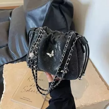 Popular silver small bag for women new metal butterfly design cloud bag Korean style single shoulder unique crossbody bag