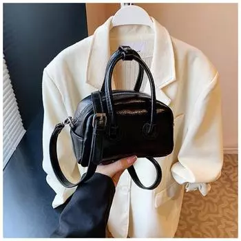 Popular simple lychee pattern handbag casual high-end commuting versatile messenger women s bag чёрный