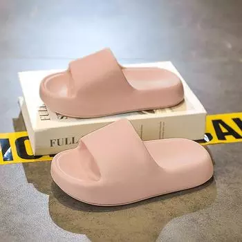 Popular slippers women s 2025 new children s thick bottom stepping on shit feeling indoor bathing parent-child cool slippers outer wear summer 24 светло-зеленый