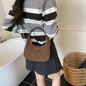 Popular small bag women s new summer versatile chain messenger bag portable shoulder bag коричневый