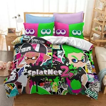 Popular Splatoon 2 3d Bedding Set Queen King Single Double Duvet Cover Set Pillowcase Children Cartoon Quilt/Blanket Cover Sets 140x210cm