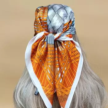 Popular Style Beach Sunscreen Kerchief New Women 70X70CM Headscarf The Four Seasons 2023 Scarves Luxury Design Square Silk Hijab 70X70CM