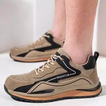 Popular Style Breathable Lining Flexible Leather Breathable Mesh Calzado De Seguridad Rubber Outsole Safety Shoes 40 чёрный