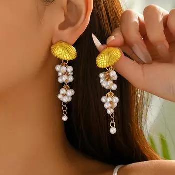 Popular style jewelry, niche pearl fringed design, earrings, versatile long earrings, women s