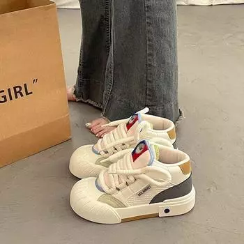 Popular super fire high-top little white shoes women s autumn and winter versatile thick baseplate shoes 2025 new high-end casual sports shoes 35 синий