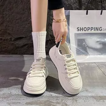 Popular thick-soled little white shoes women s 2025 autumn new niche soft-soled muffin versatile casual single shoes student sports shoes 35 красный