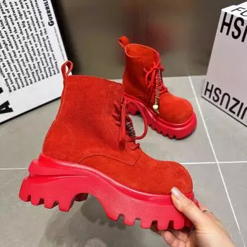 Popular~ Thick-soled retro suede Martin boots ins2025 super fire versatile niche fried street models 35