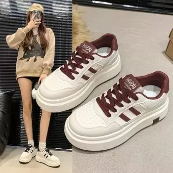 Popular velvet little white cotton shoes women s 2025 new autumn and winter thick-soled height increase small sports and leisure versatile board shoes 35
