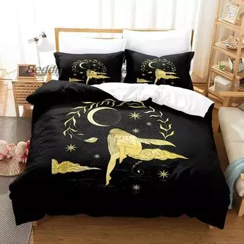 Popular Witch Moon Bedding Set Single Twin Full Queen King Size Bed Set Aldult Kid Bedroom Duvetcover Sets Anime Bed Sheet Set 70x133cm 2pcs