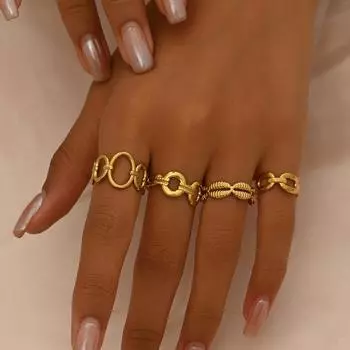 Popular women s clothing ring set, personalized multi-piece set, pearl-set design, niche open index finger ring.