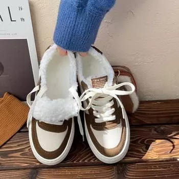 Popular women s shoes autumn and winter velvet canvas shoes versatile ins trendy niche 2025 new student two cotton shoes board shoes 35 хаки